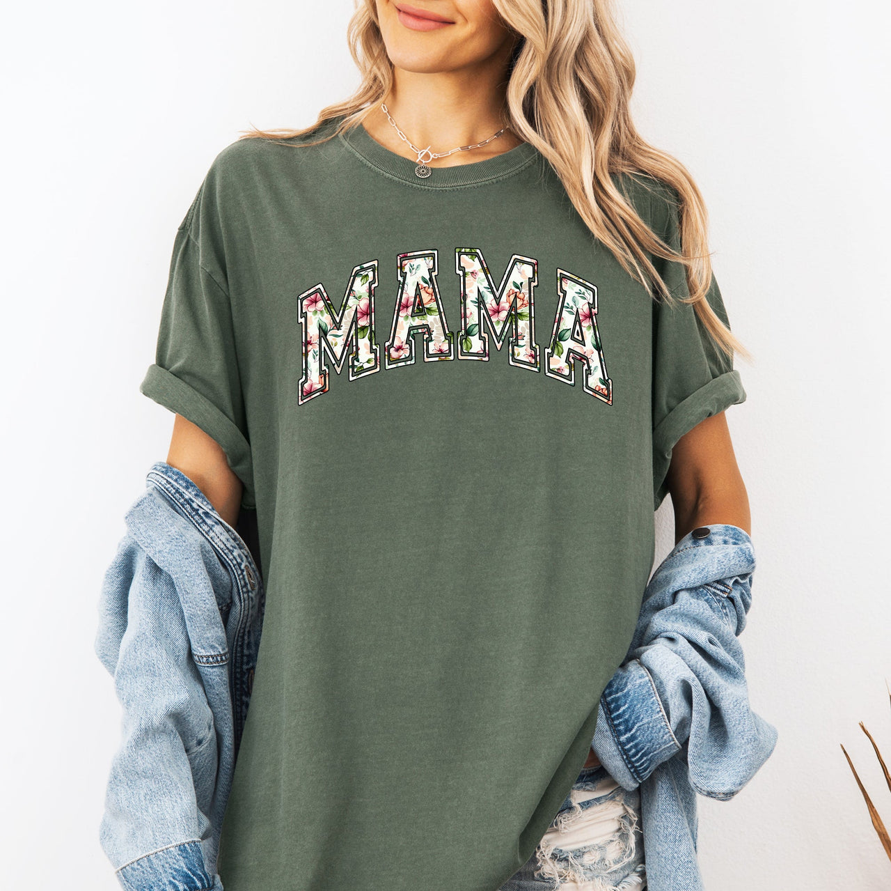 Mama Floral Chinoiserie Coquette Varsity Mother's Day Timeless Script Comfort Colors Tee