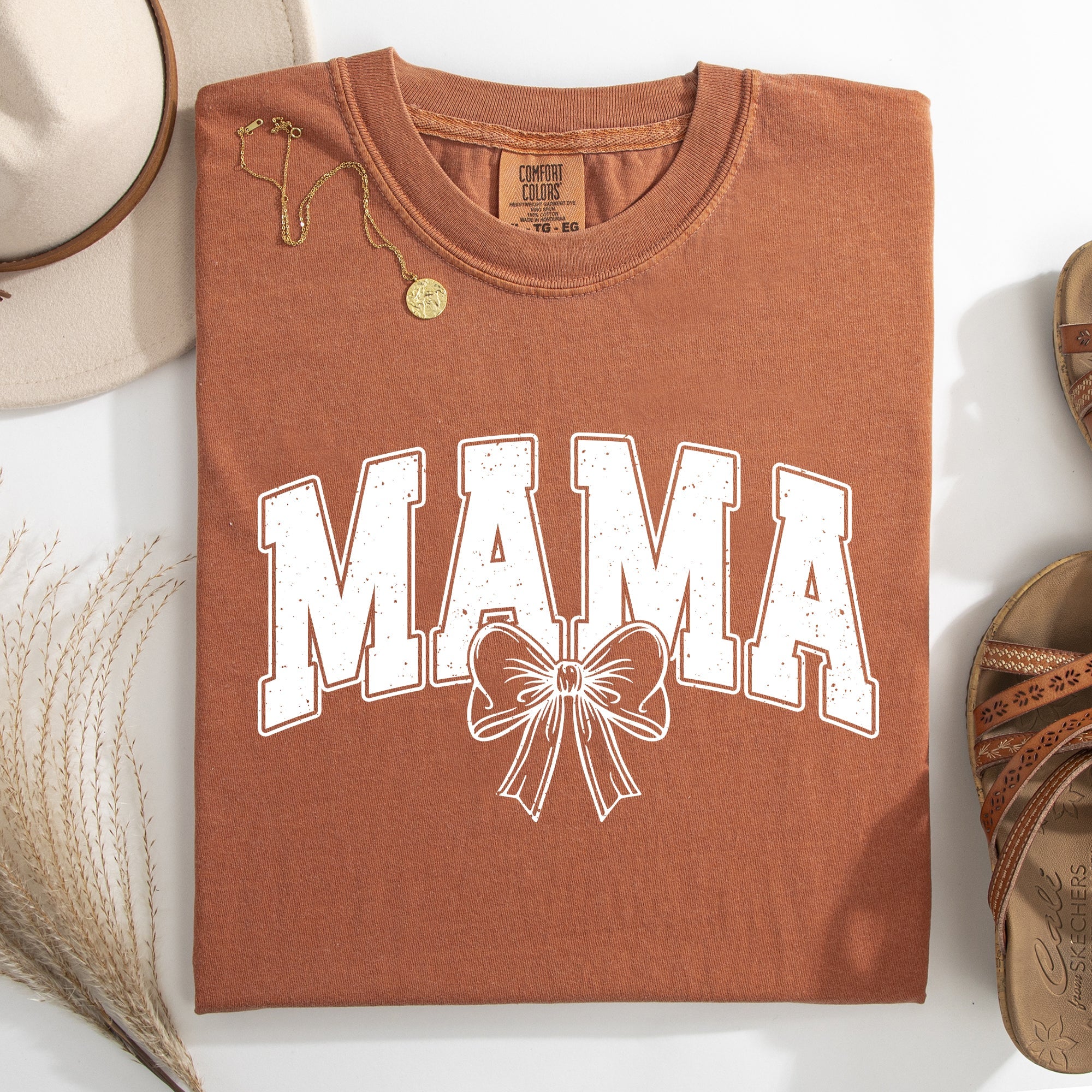 Mama, Green Bow, St Patrick's Day, Shamrock, Clover, Lucky, Leprechaun Comfort Colors Tee