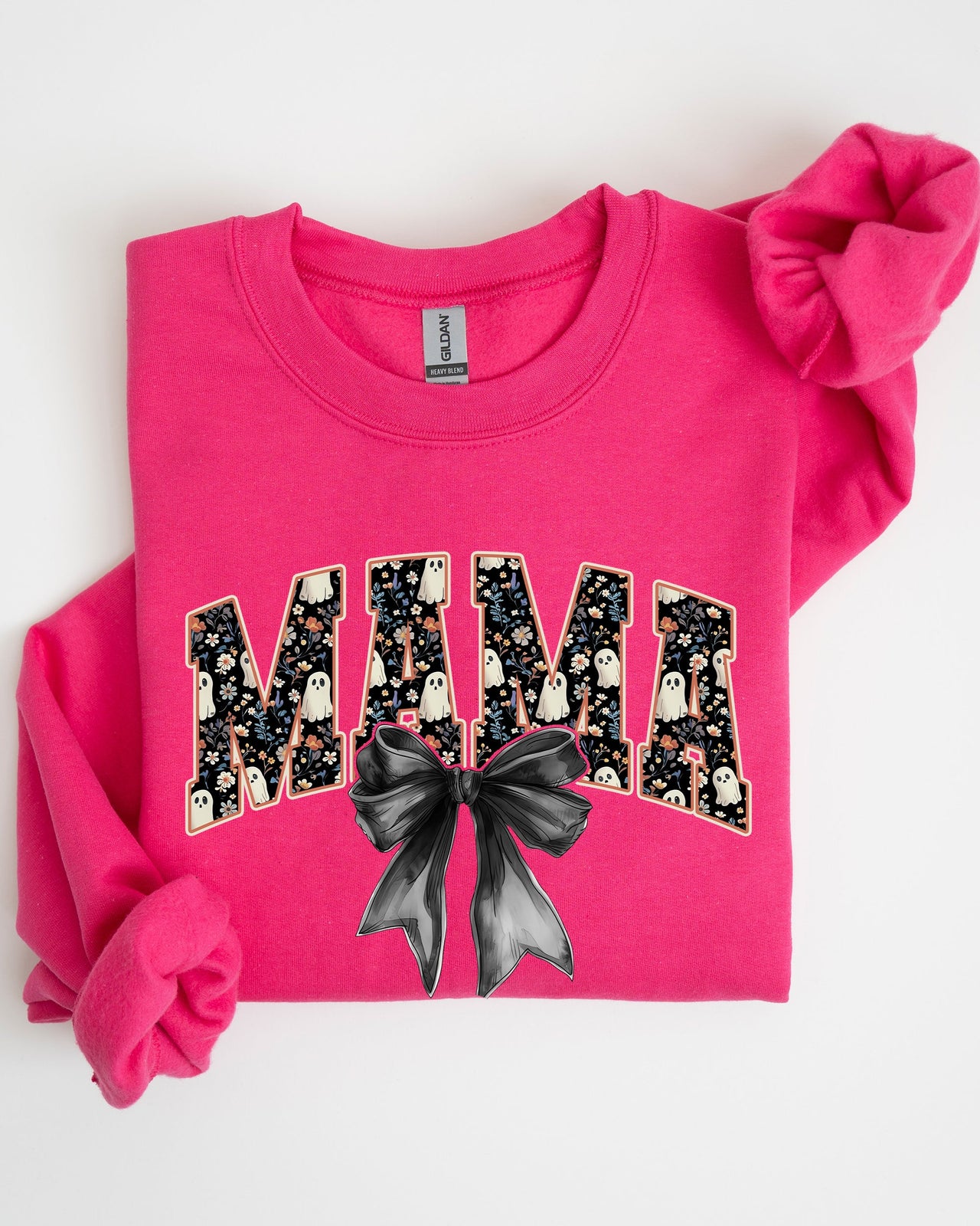 Mama Halloween Bow Ribbon Goth Spooky Witch Varsity Collegiate Graphic Sweatshirt