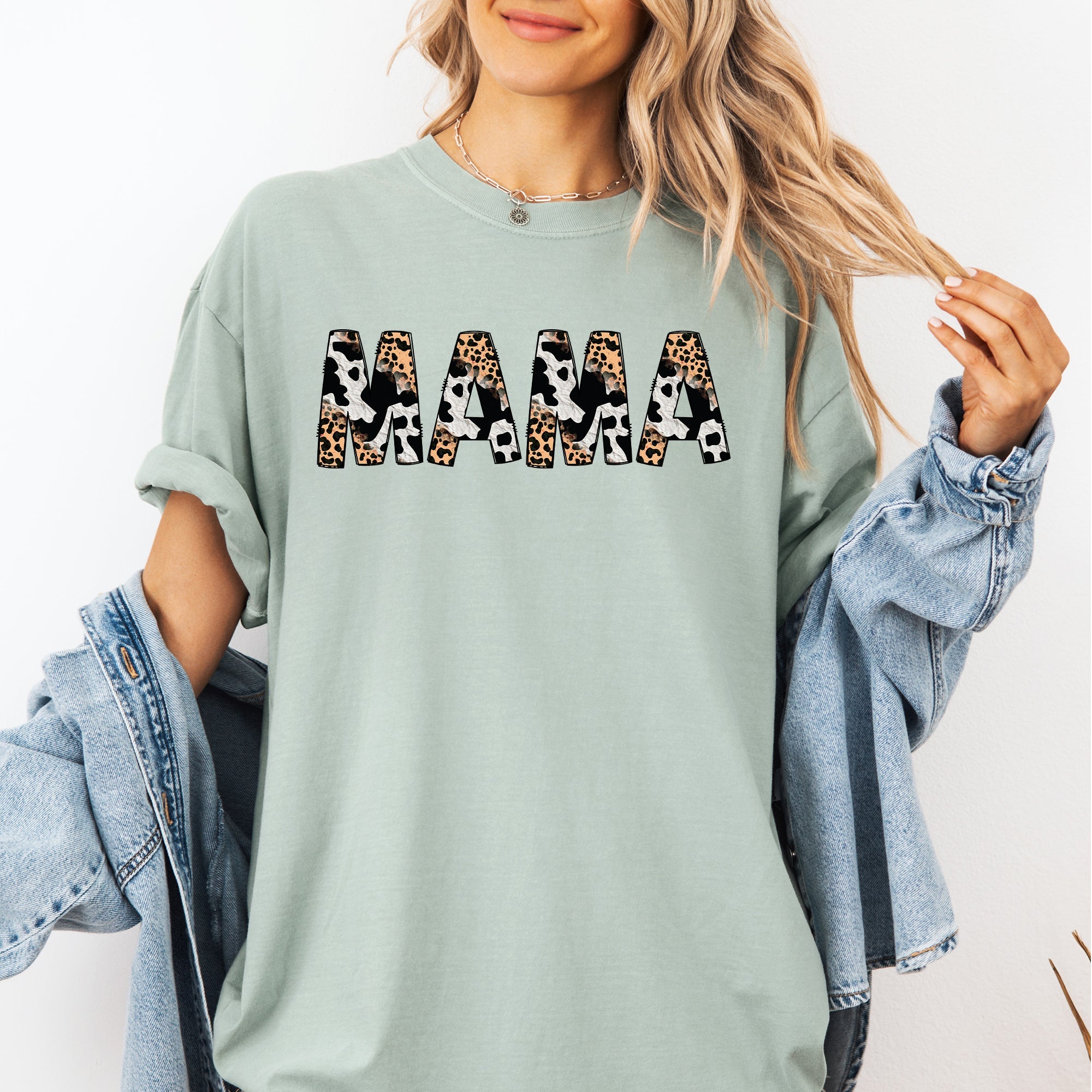 Mama Leopard Cow Print Classic Animal Mother's Day Limited Edition Collection Comfort Colors Tee