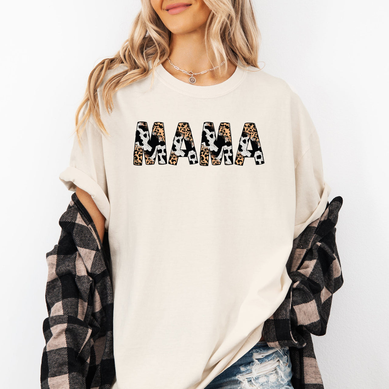 Mama Leopard Cow Print Classic Animal Mother's Day Limited Edition Collection Comfort Colors Tee