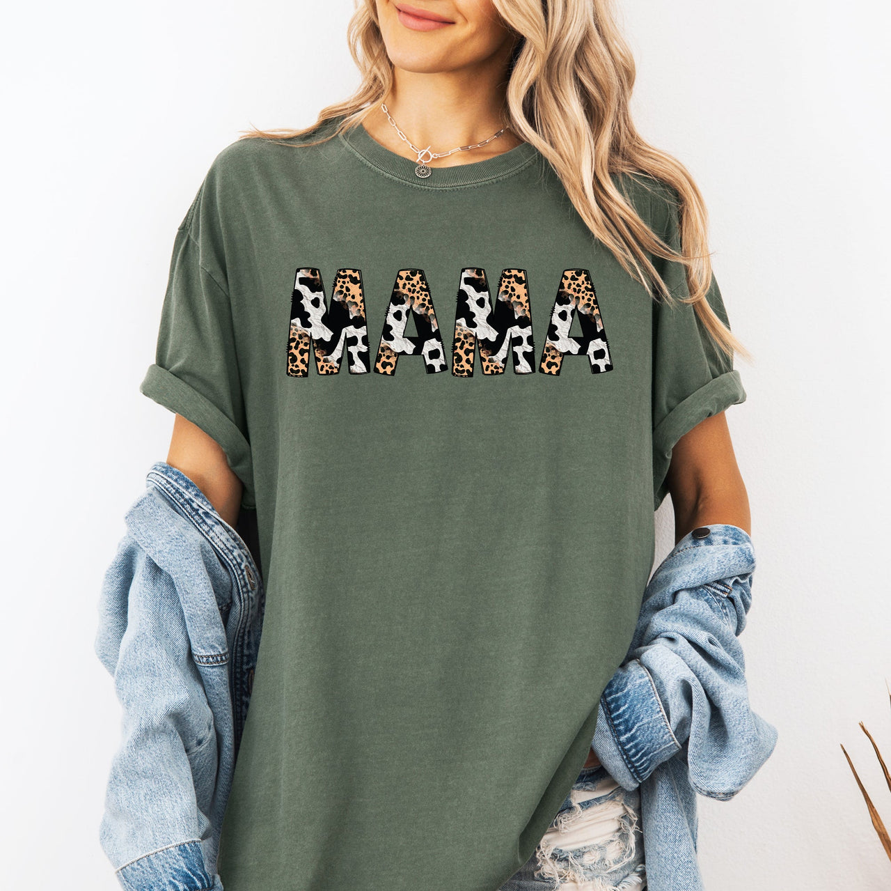 Mama Leopard Cow Print Classic Animal Mother's Day Limited Edition Collection Comfort Colors Tee