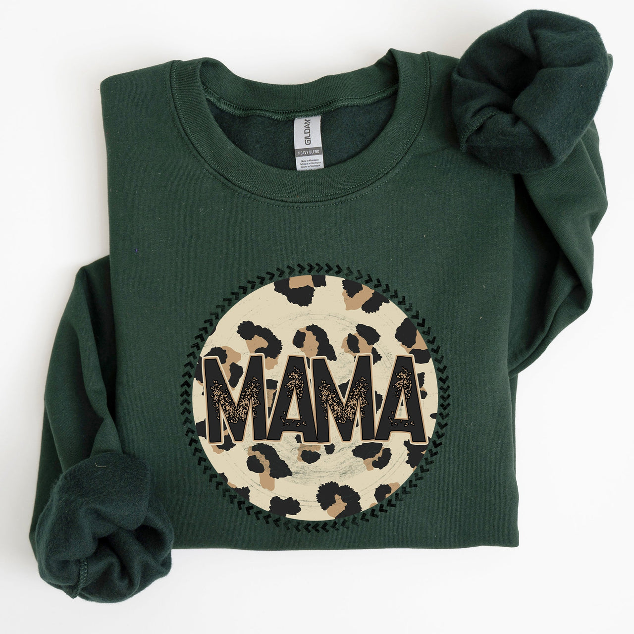 Mama Leopard Print Circle Western Cowboy Spirit Collection For The Modern Western Mama Sweatshirt