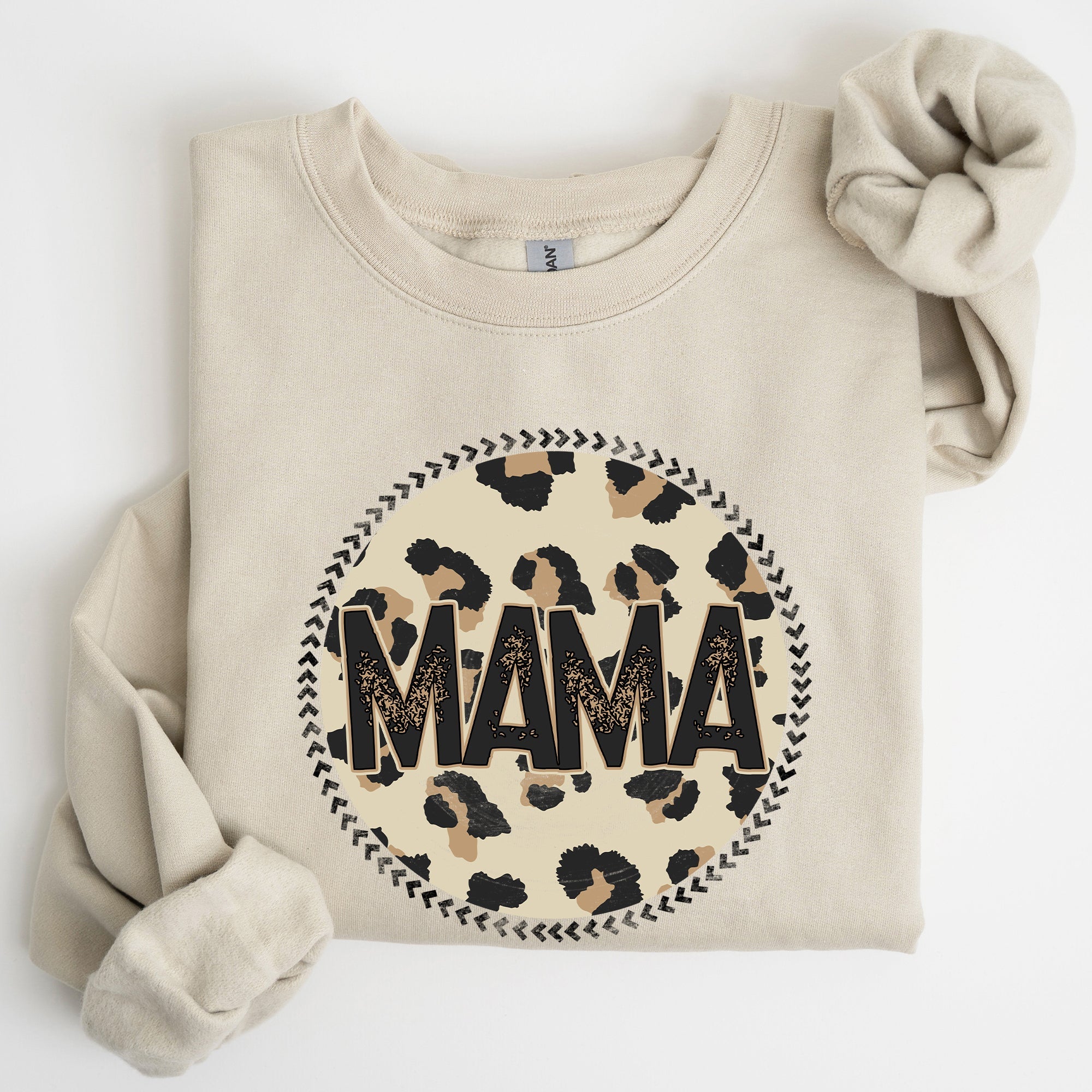 Mama Leopard Print Circle Western Cowboy Spirit Collection For The Modern Western Mama Sweatshirt
