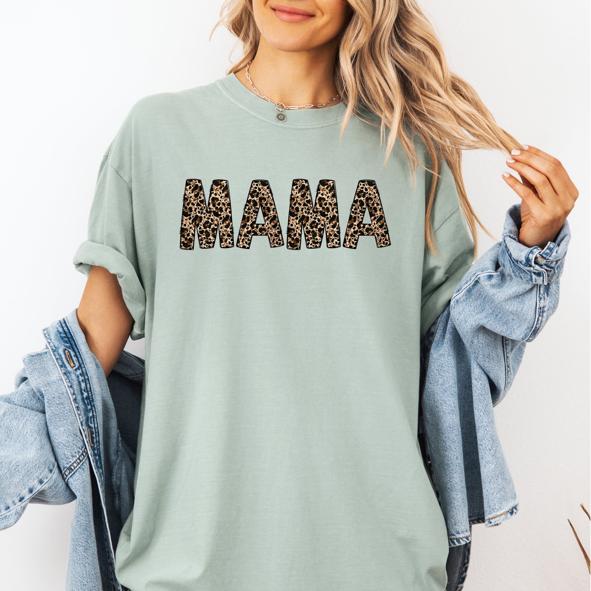 Mama Leopard Print Elegant Animal Print Mother's Day Celebration Comfort Colors Tee