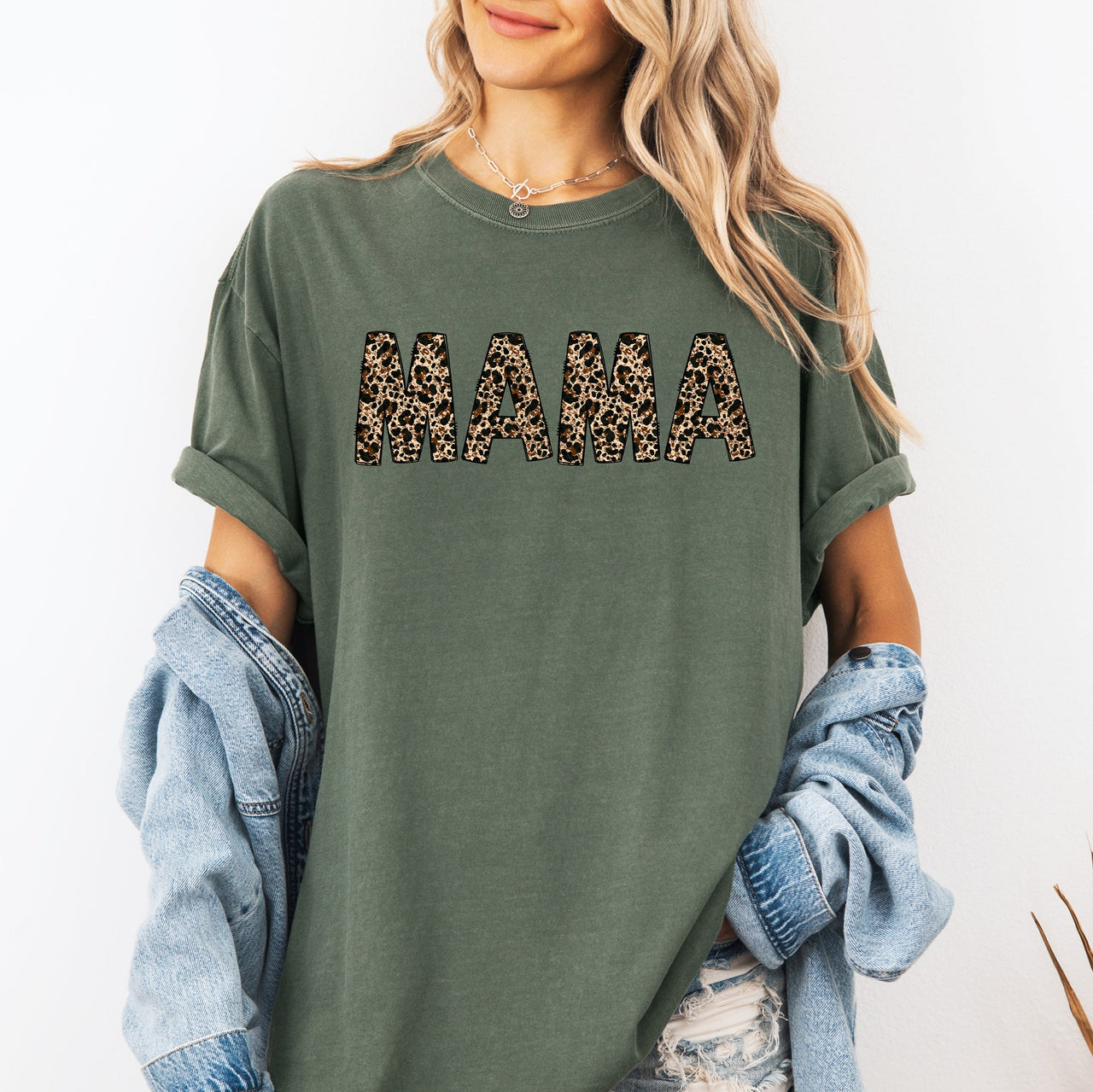 Mama Leopard Print Elegant Animal Print Mother's Day Celebration Comfort Colors Tee
