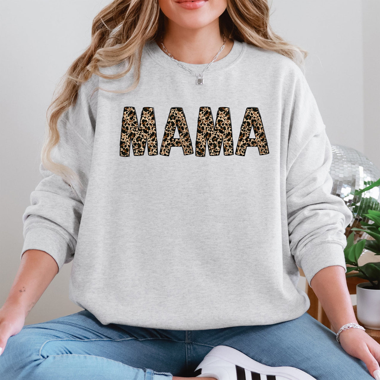 Mama Leopard Print Classic Animal Print Statement For Mother's Day Celebration Edition Sweatshirt