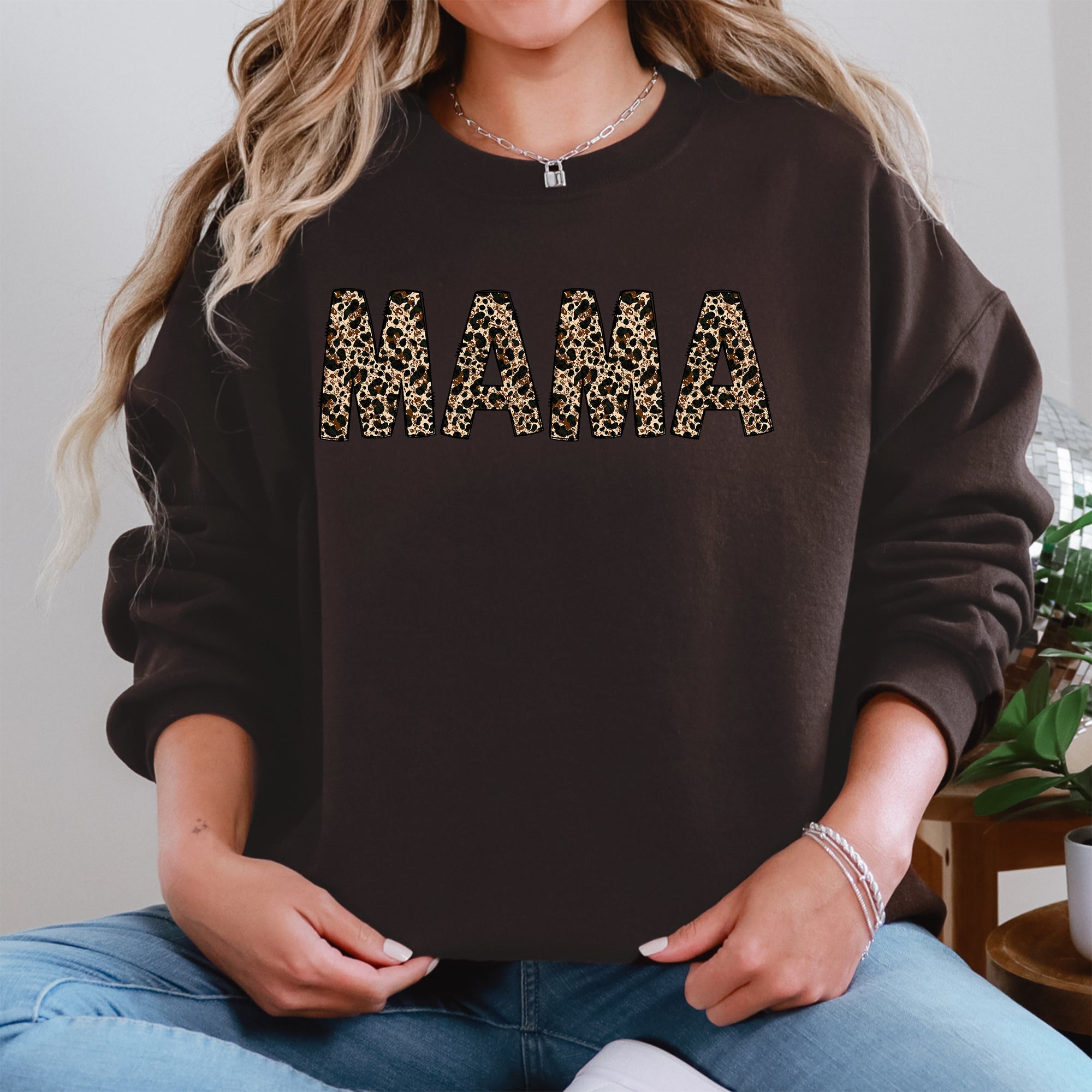 Mama Leopard Print Classic Animal Print Statement For Mother's Day Celebration Edition Sweatshirt