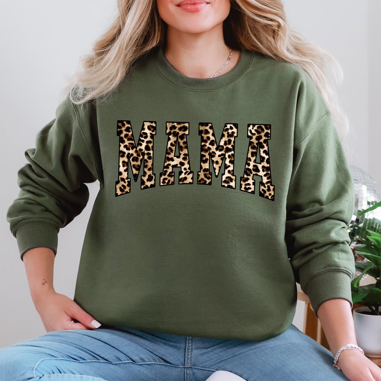 Mama Leopard Print Retro Animal Print Mother's Day Sweatshirt For Everyday Stylish Moms