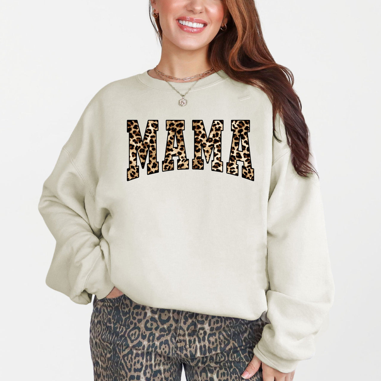 Mama Leopard Print Retro Animal Print Mother's Day Sweatshirt For Everyday Stylish Moms