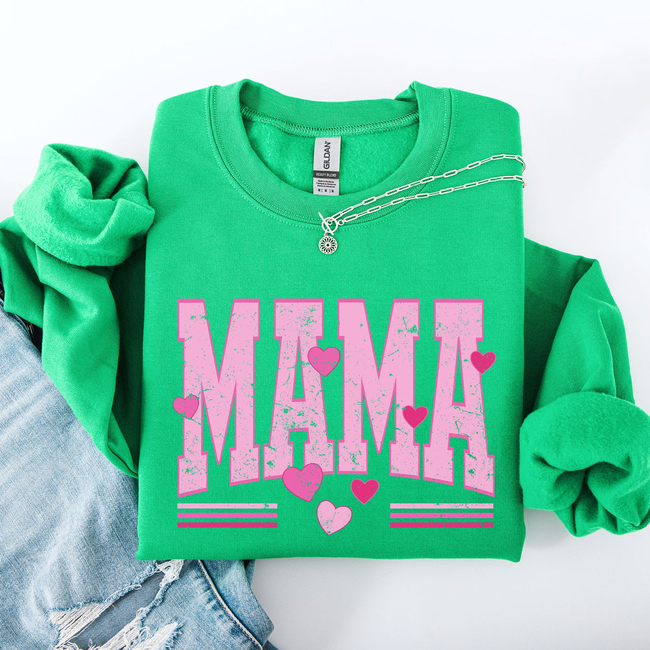 Mama Love Valentine's Day Hearts Stripes Cozy Family Love Message Warmth And Togetherness Theme Sweatshirt