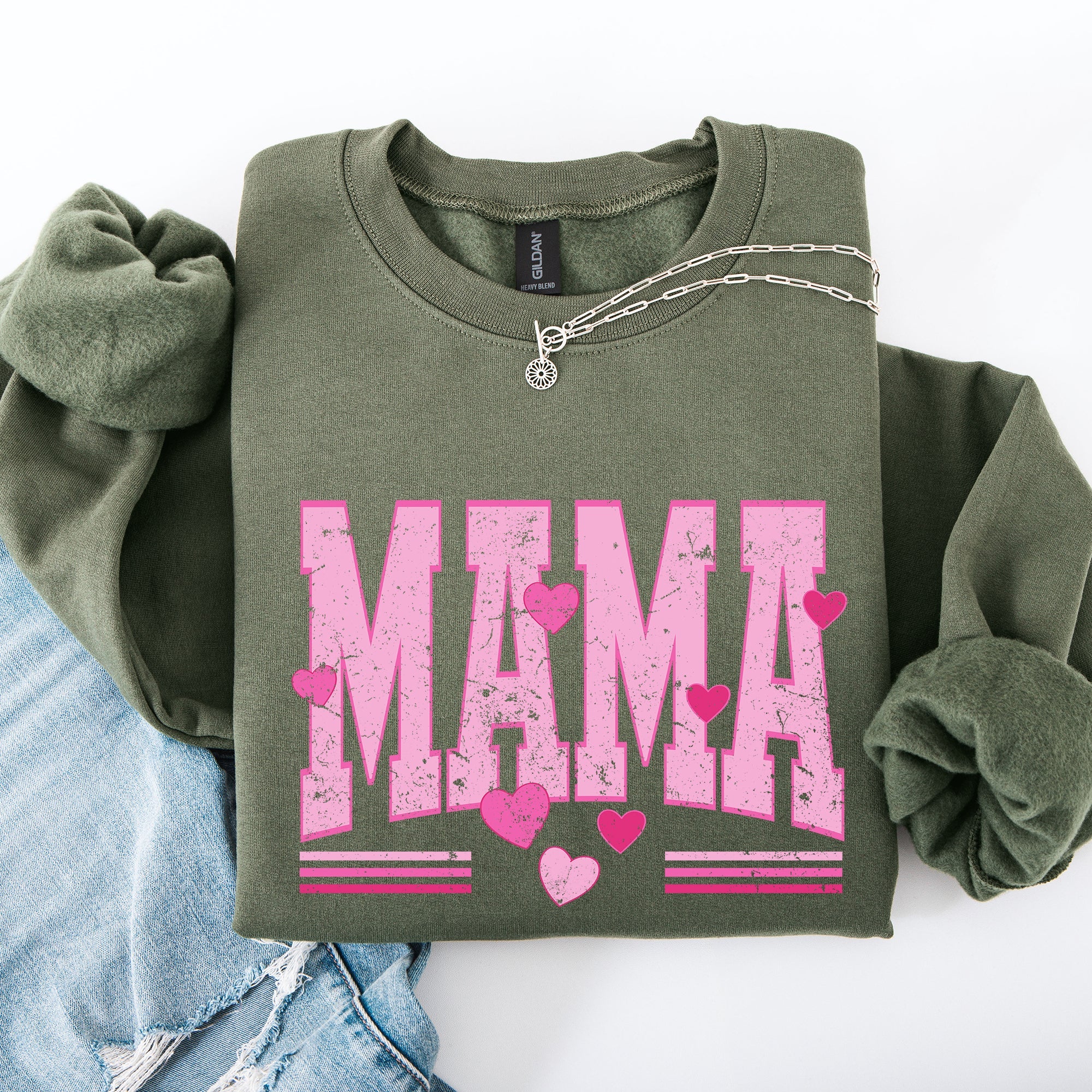 Mama Love Valentine's Day Hearts Stripes Cozy Family Love Message Warmth And Togetherness Theme Sweatshirt