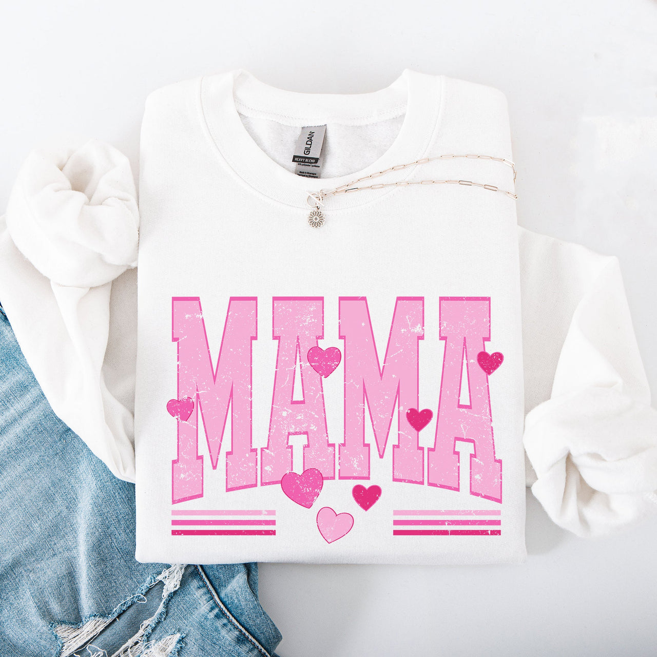 Mama Love Valentine's Day Hearts Stripes Cozy Family Love Message Warmth And Togetherness Theme Sweatshirt