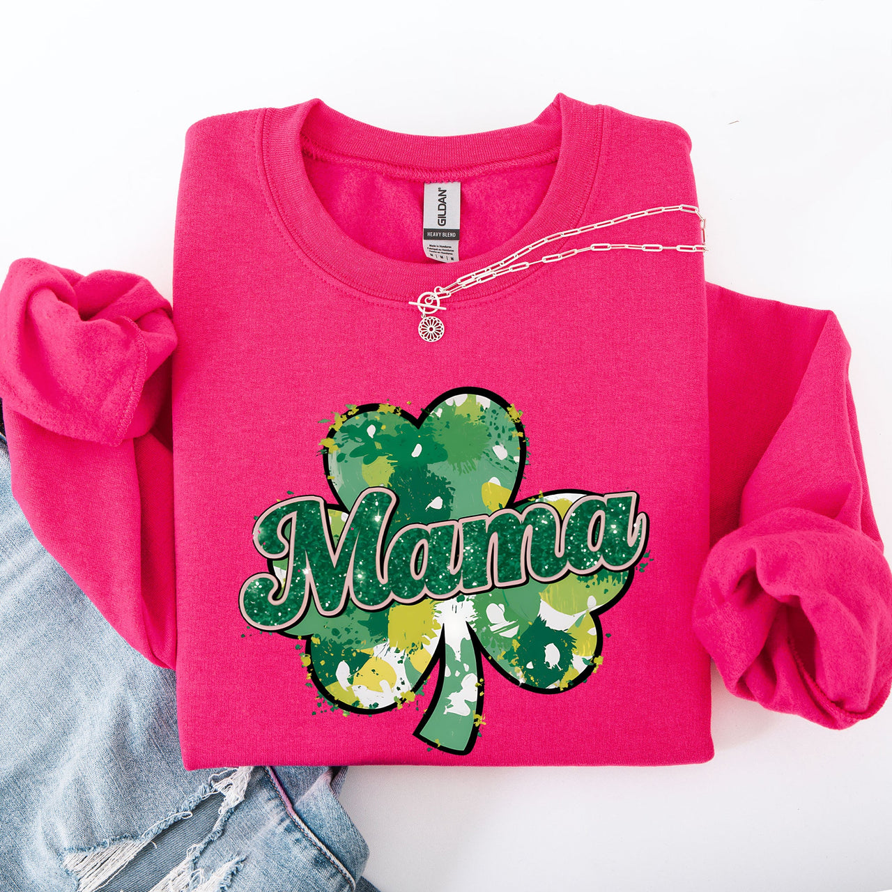 Mama Painted St Patrick's Day Shamrock Clover Lucky Leprechaun Festive Sweatshirt