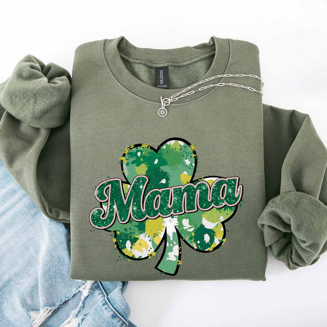 Mama Painted St Patrick's Day Shamrock Clover Lucky Leprechaun Festive Sweatshirt