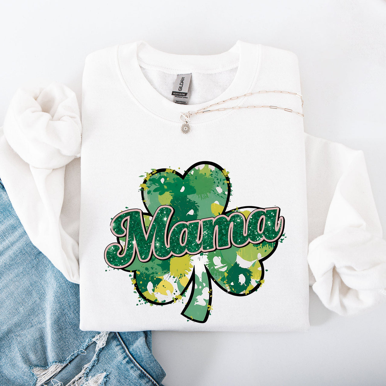 Mama Painted St Patrick's Day Shamrock Clover Lucky Leprechaun Festive Sweatshirt
