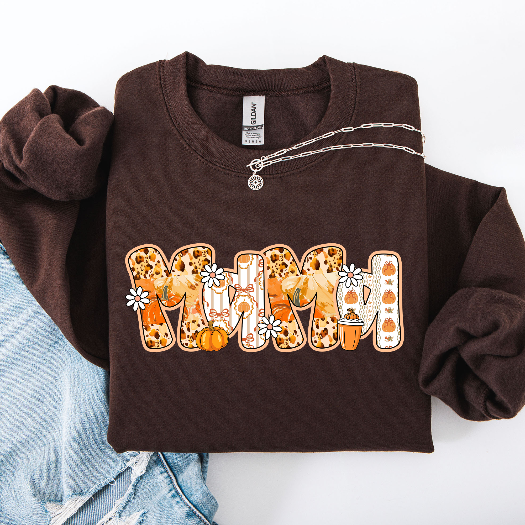 Mama Pumpkin Pattern Halloween Autumn Festive Cozy Seasonal Pumpkin Theme Sweatshirt