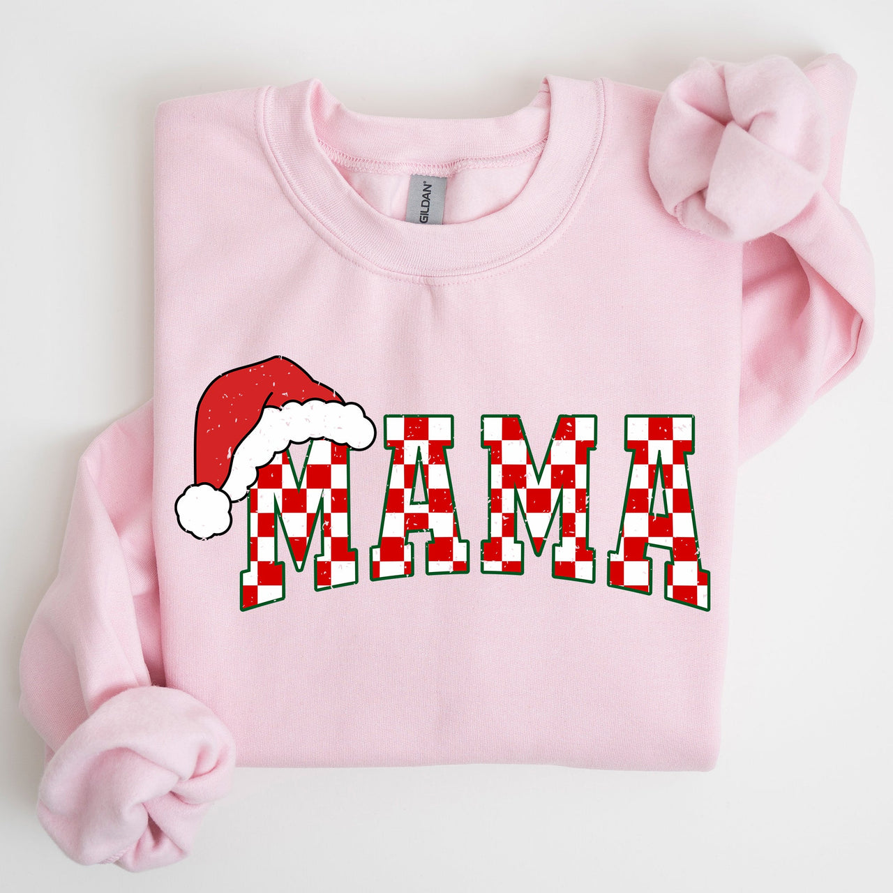 Mama Red Checkered Christmas Plaid Santa Winter Xmas Cozy Holiday Spirit Sweatshirt