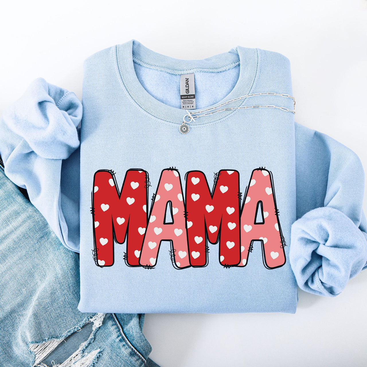 Mama Valentine's Day Hearts Cozy Love You Always Edition For Moms Premium Comfort Sweatshirt