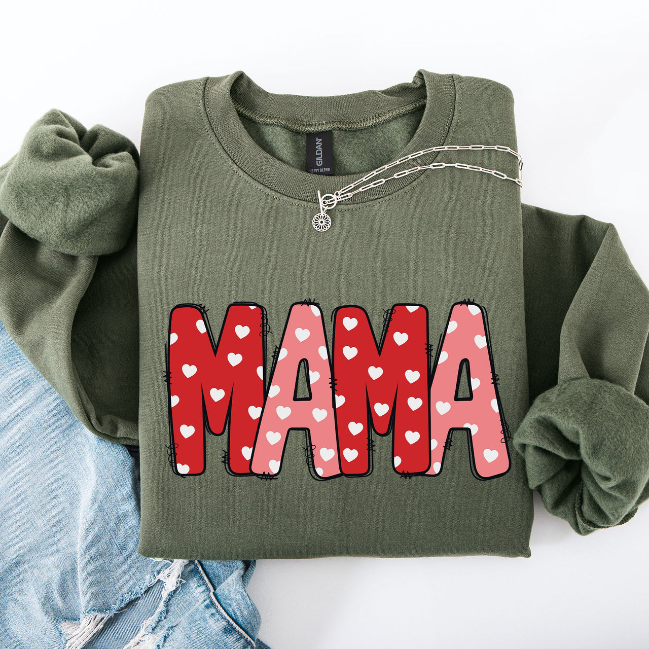 Mama Valentine's Day Hearts Cozy Love You Always Edition For Moms Premium Comfort Sweatshirt
