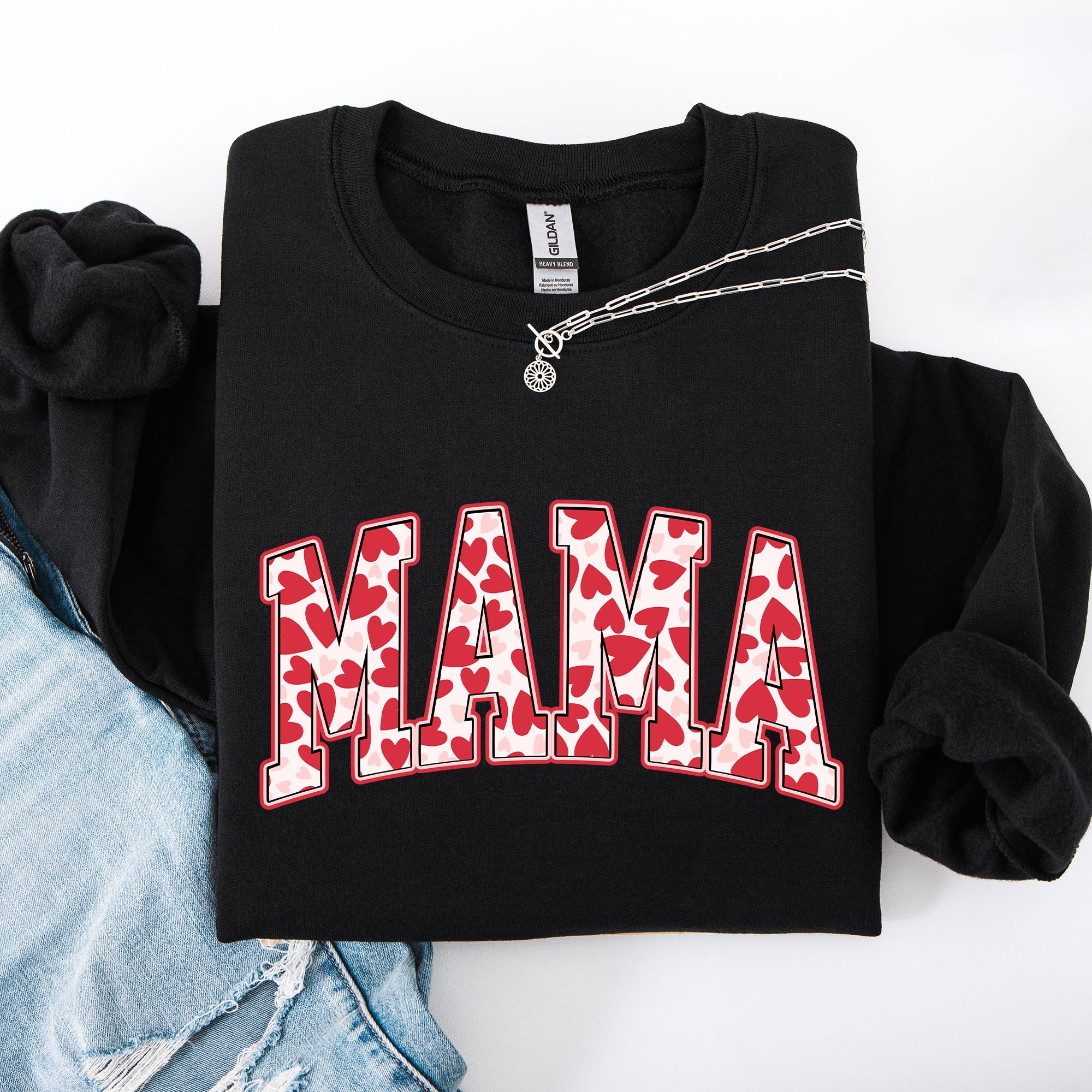 Mama Valentine's Day Hearts And Love Celebration For Moms Cozy Comfy Everyday Sweatshirt