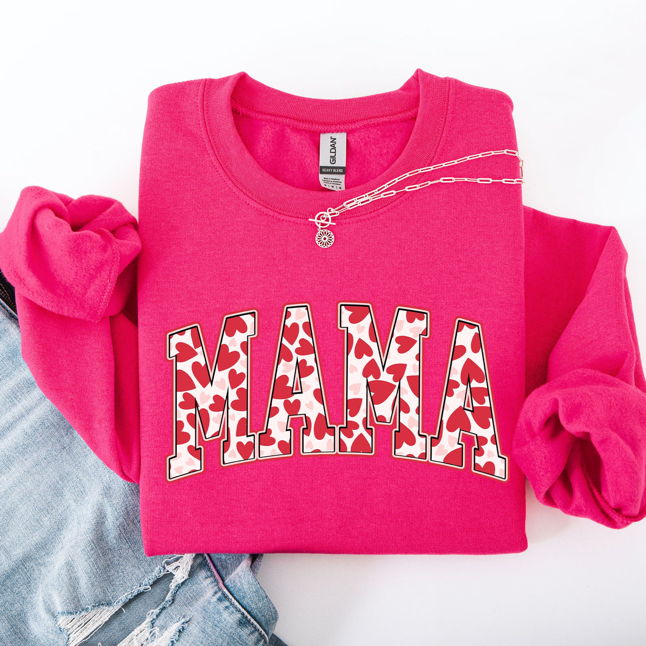 Mama Valentine's Day Hearts And Love Celebration For Moms Cozy Comfy Everyday Sweatshirt