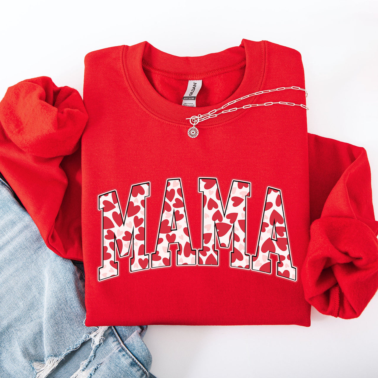 Mama Valentine's Day Hearts And Love Celebration For Moms Cozy Comfy Everyday Sweatshirt