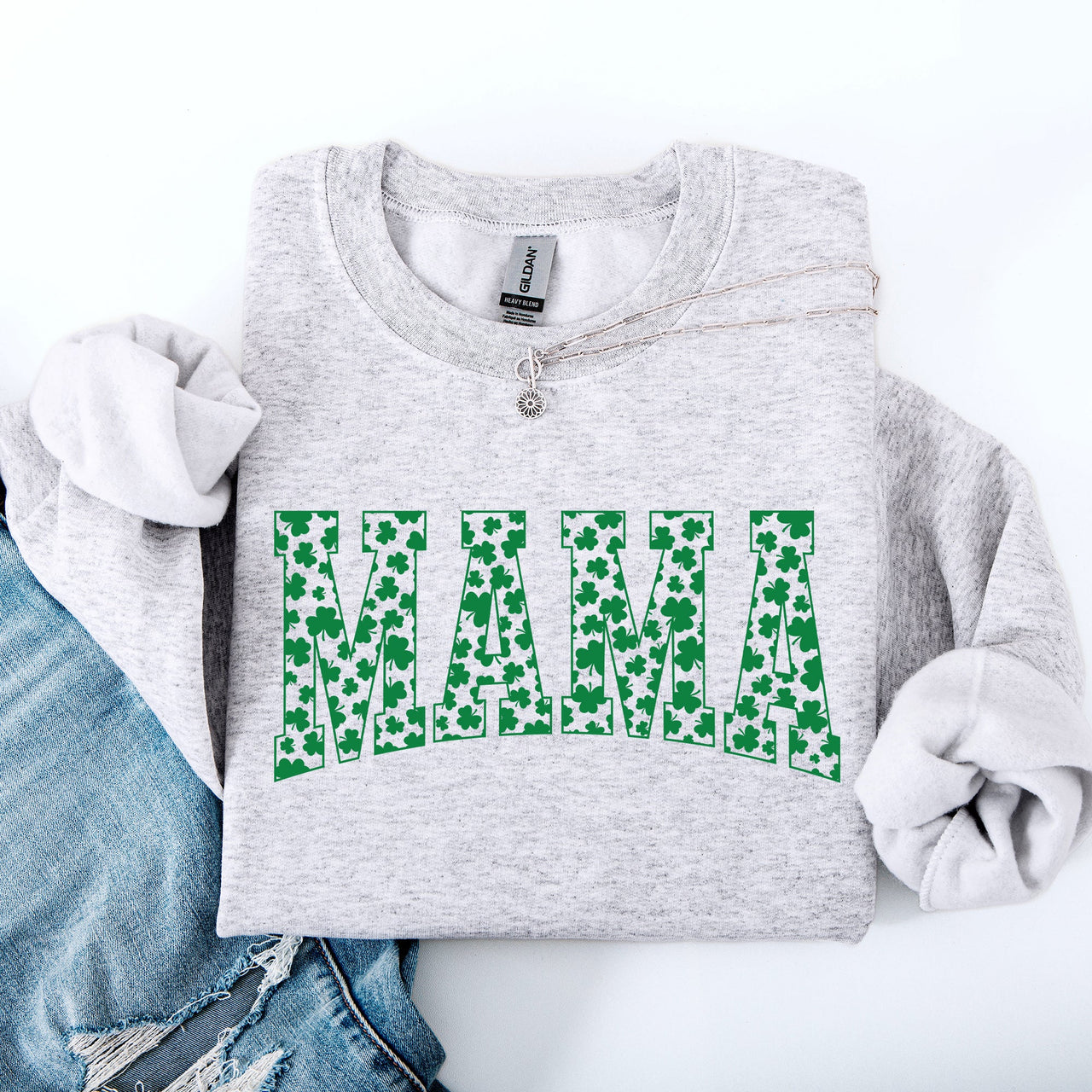 Mama Varsity Collegiate St Patrick's Day Shamrock Clover Lucky Leprechaun Sweatshirt