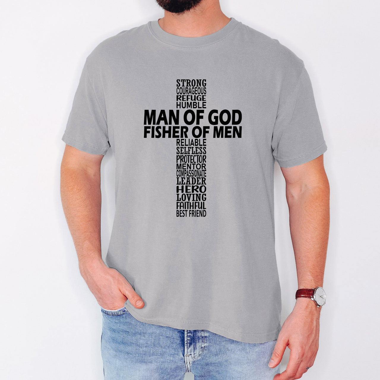 Man Of God, Fisher Of Men, Gospel, Jesus, Christian Faith Graphic Comfort Colors Tee