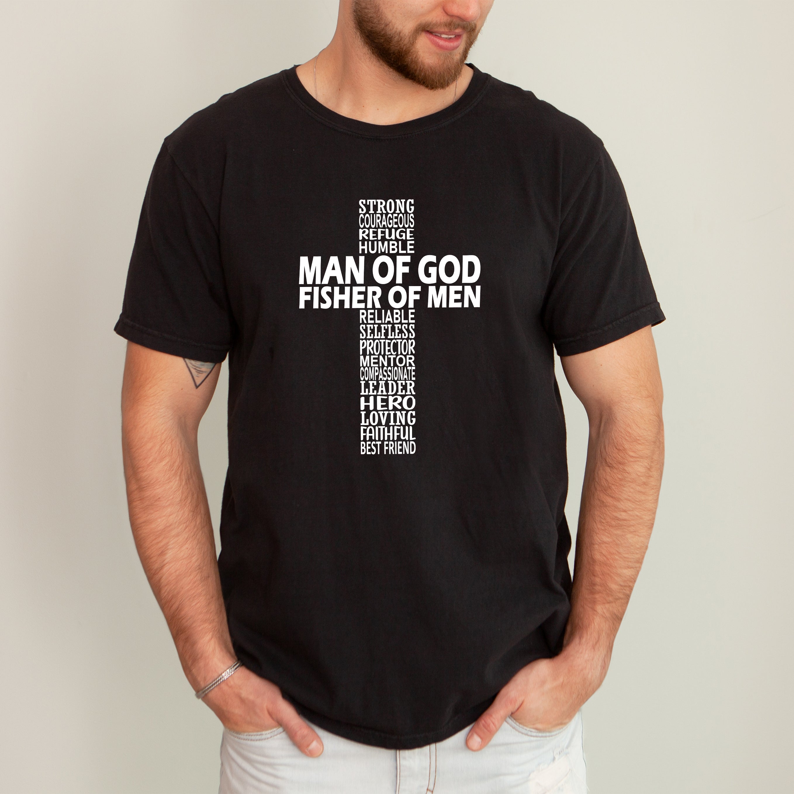 Man Of God, Fisher Of Men, Gospel, Jesus, Christian Faith Graphic Comfort Colors Tee