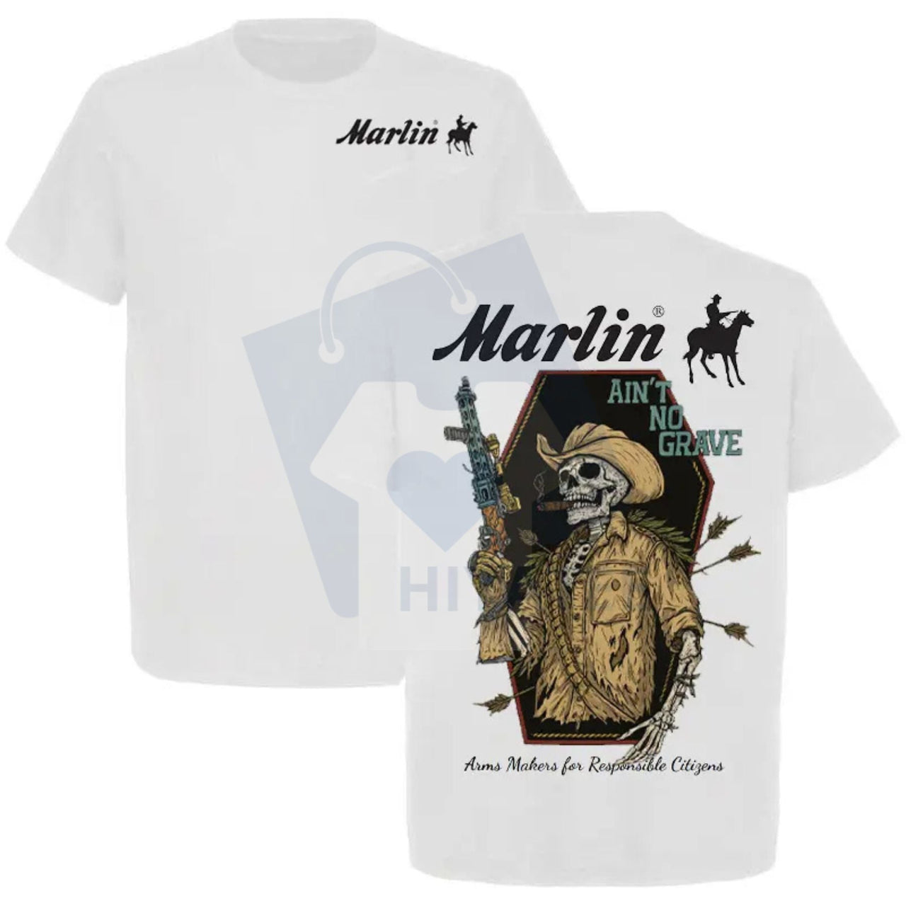 Marlin Ain’t No Grave Cowboy T-Shirt – Skeleton Gunman Vintage Western Graphic Tee