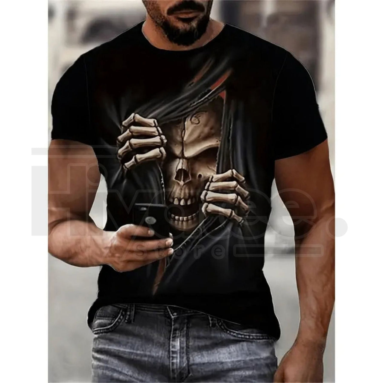 Men's 3D Skeleton Skull Graphic Tee – Stretchy Summer Outdoor Streetwear