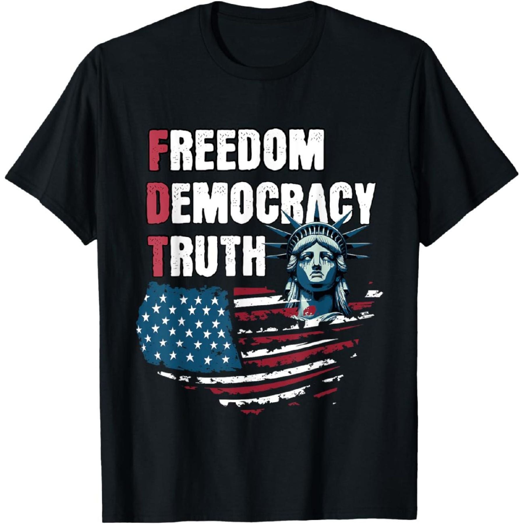 Men’s Freedom Democracy Truth Graphic Tee - Black T-Shirt, Political Statement Apparel, Activism Shirt
