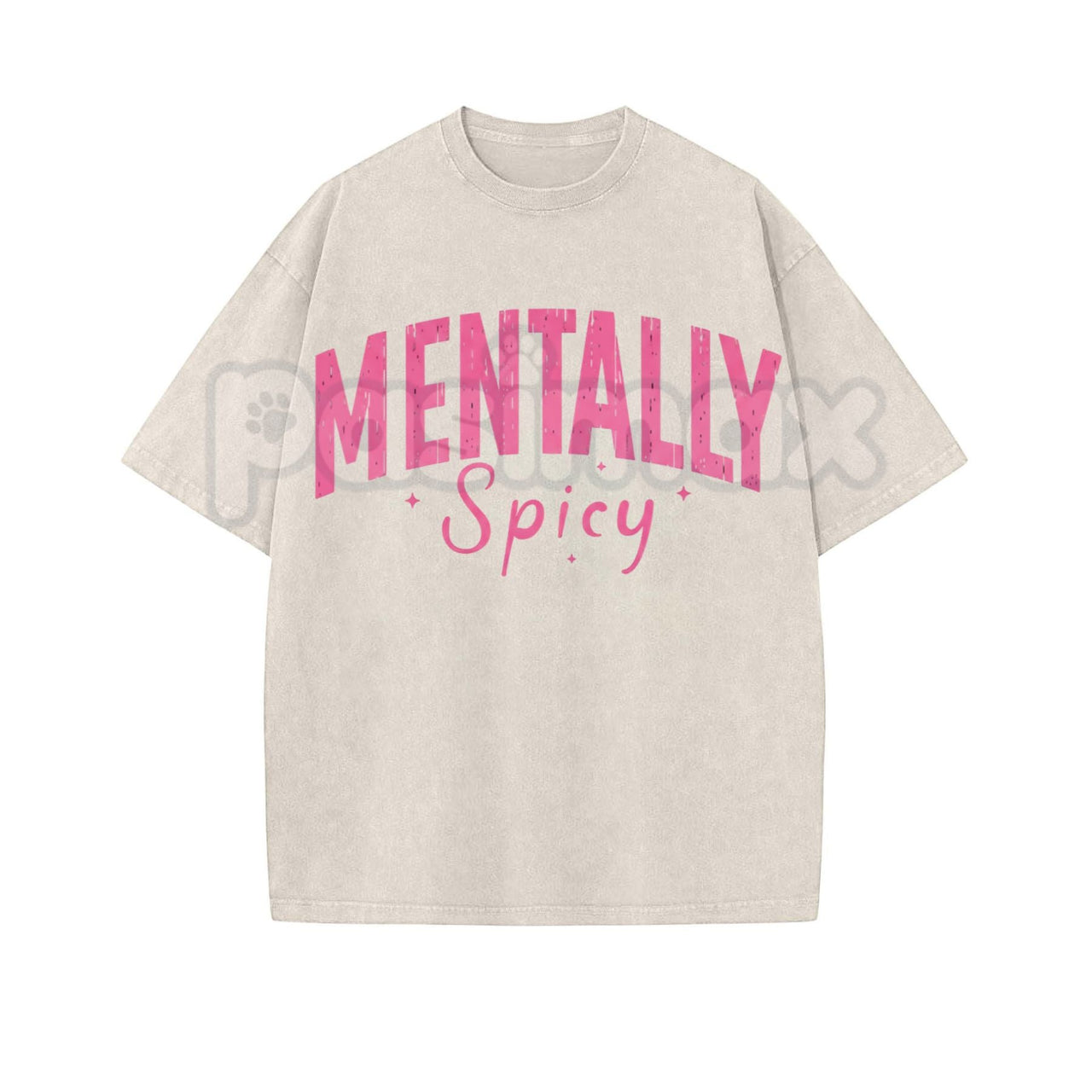 Mentally Spicy Washed T-Shirt – Funny Sarcastic Quote Tee, Vintage Oversized Graphic Shirt