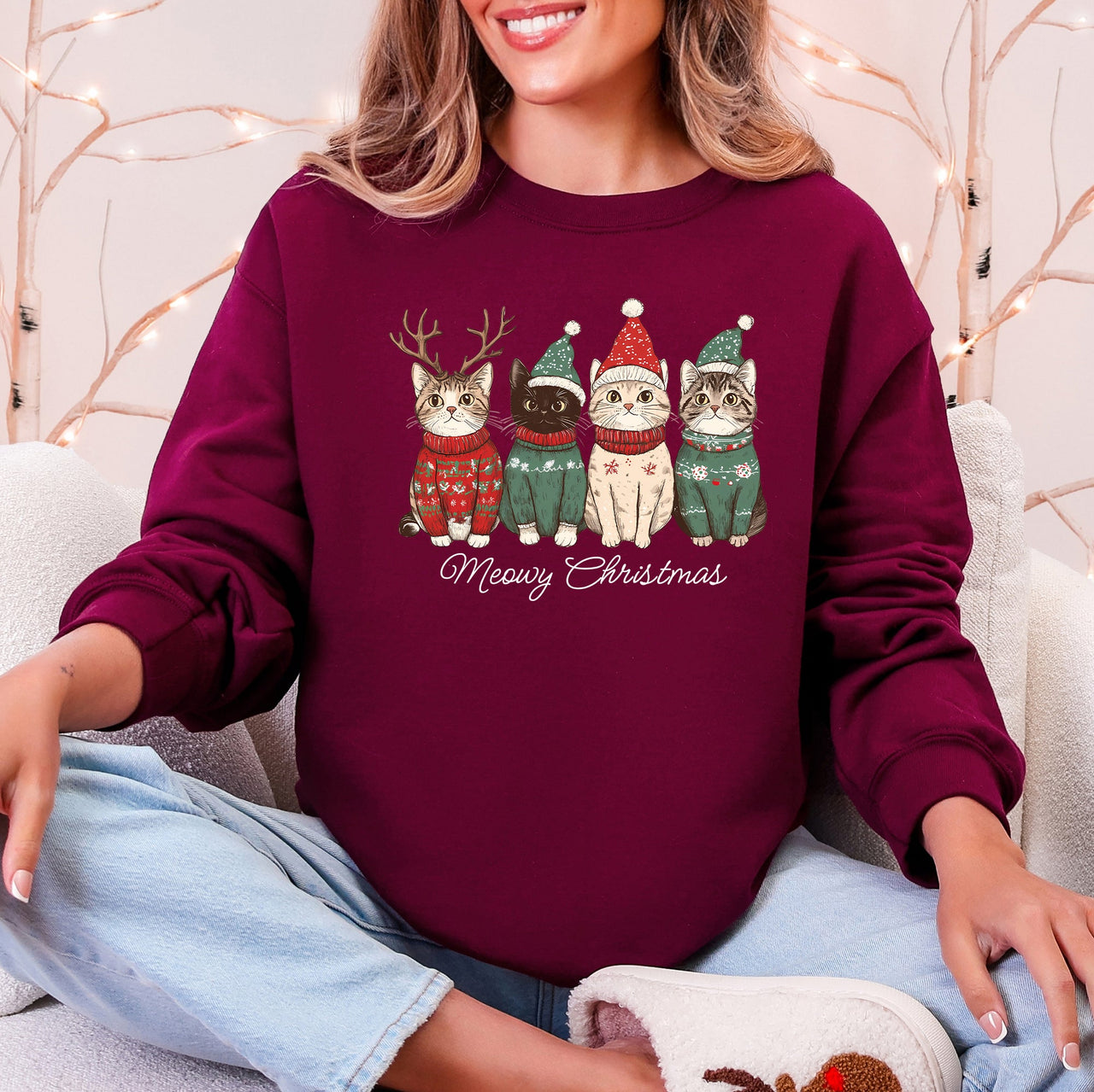 Meowy Christmas Santa Cats Paws Cozy Feline Cheer For Pet Lovers Everywhere Sweatshirt