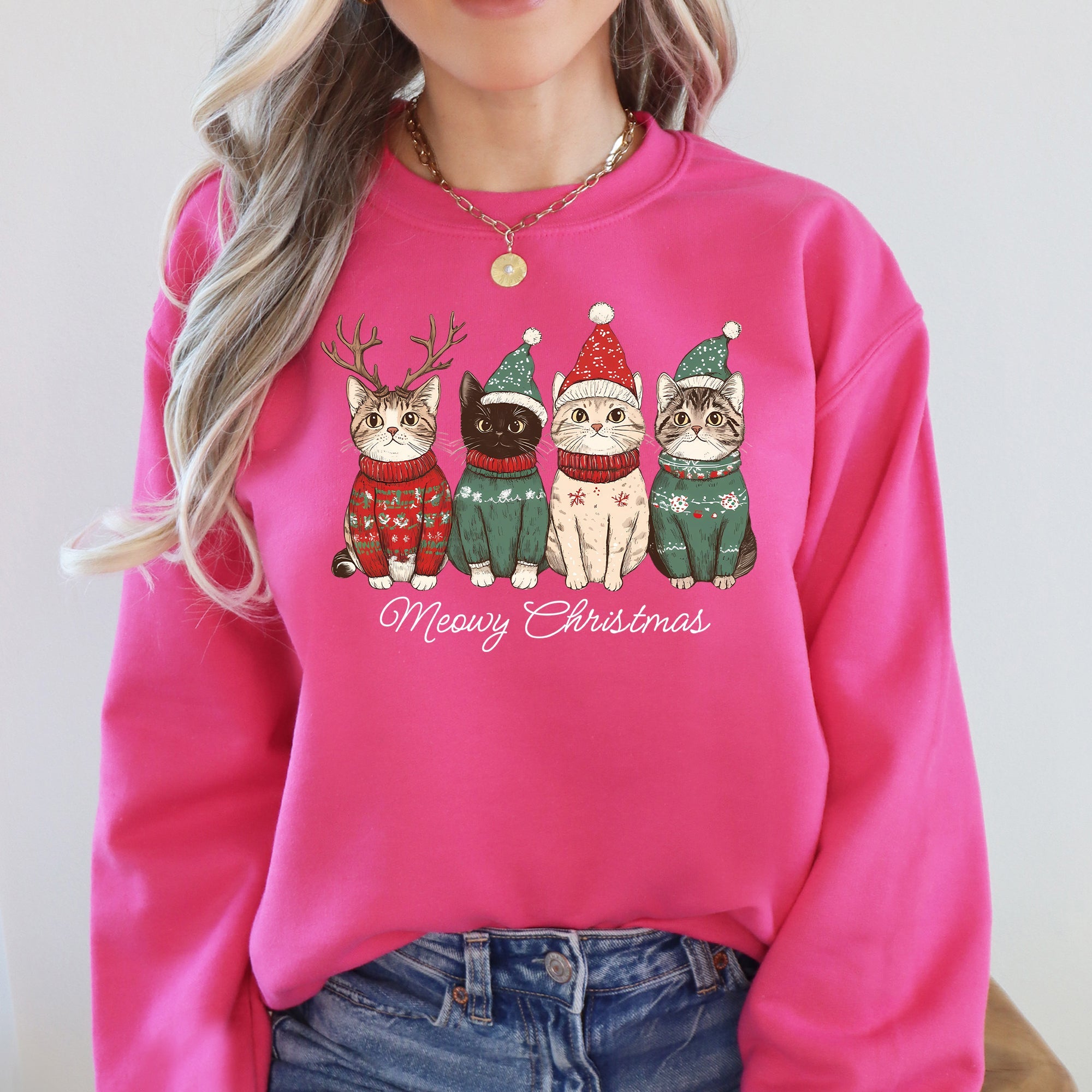 Meowy Christmas Santa Cats Paws Cozy Feline Cheer For Pet Lovers Everywhere Sweatshirt