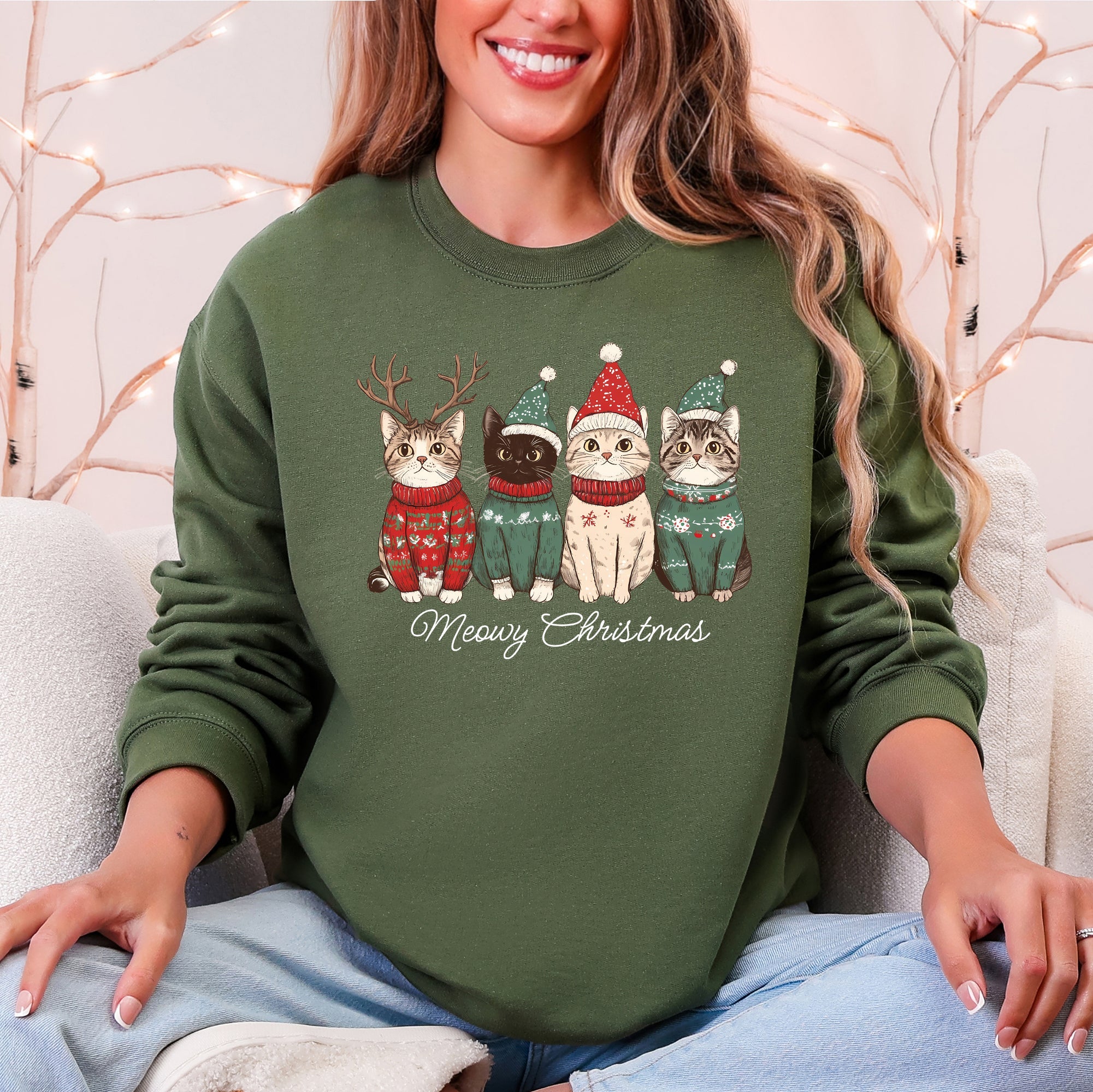 Meowy Christmas Santa Cats Paws Cozy Feline Cheer For Pet Lovers Everywhere Sweatshirt