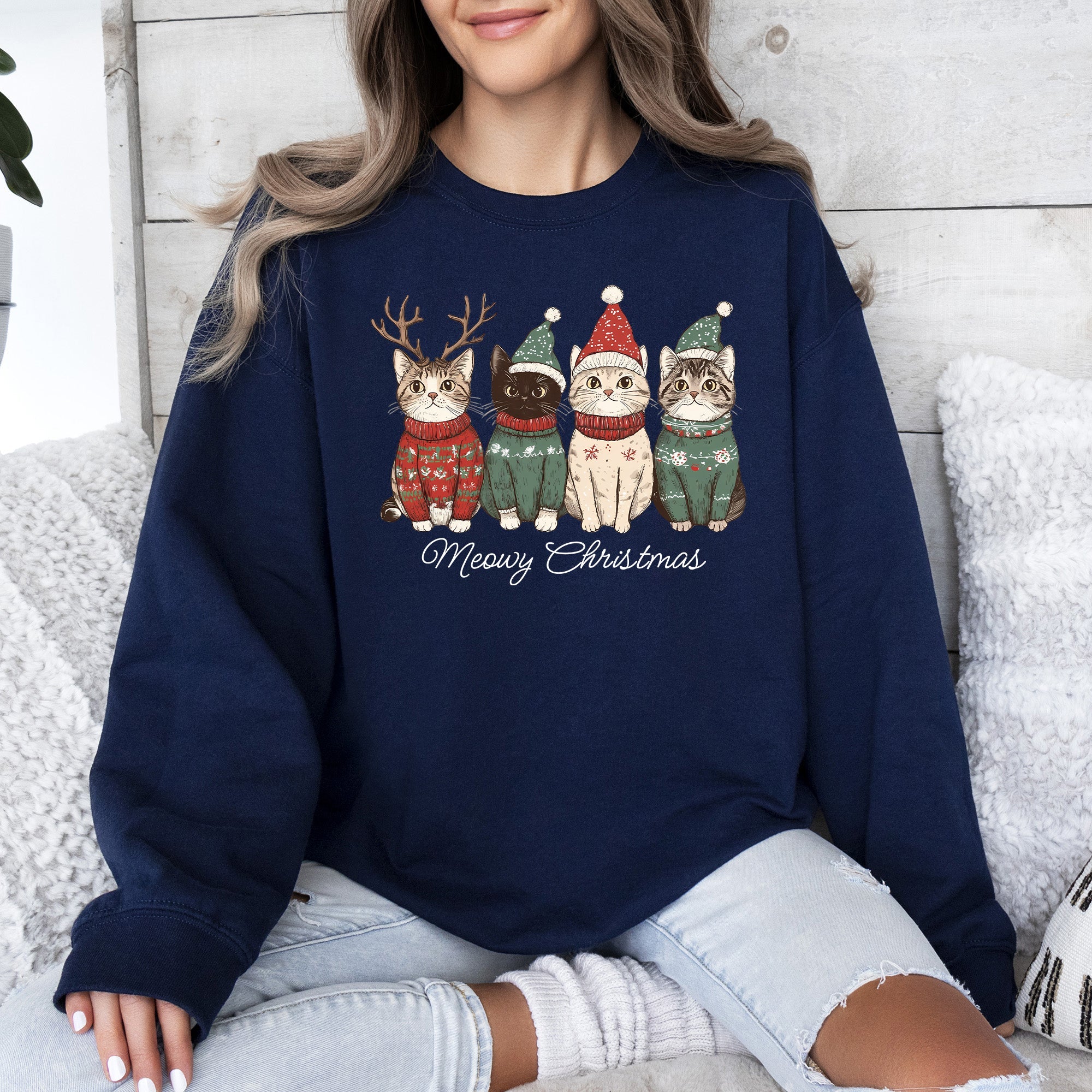Meowy Christmas Santa Cats Paws Cozy Feline Cheer For Pet Lovers Everywhere Sweatshirt