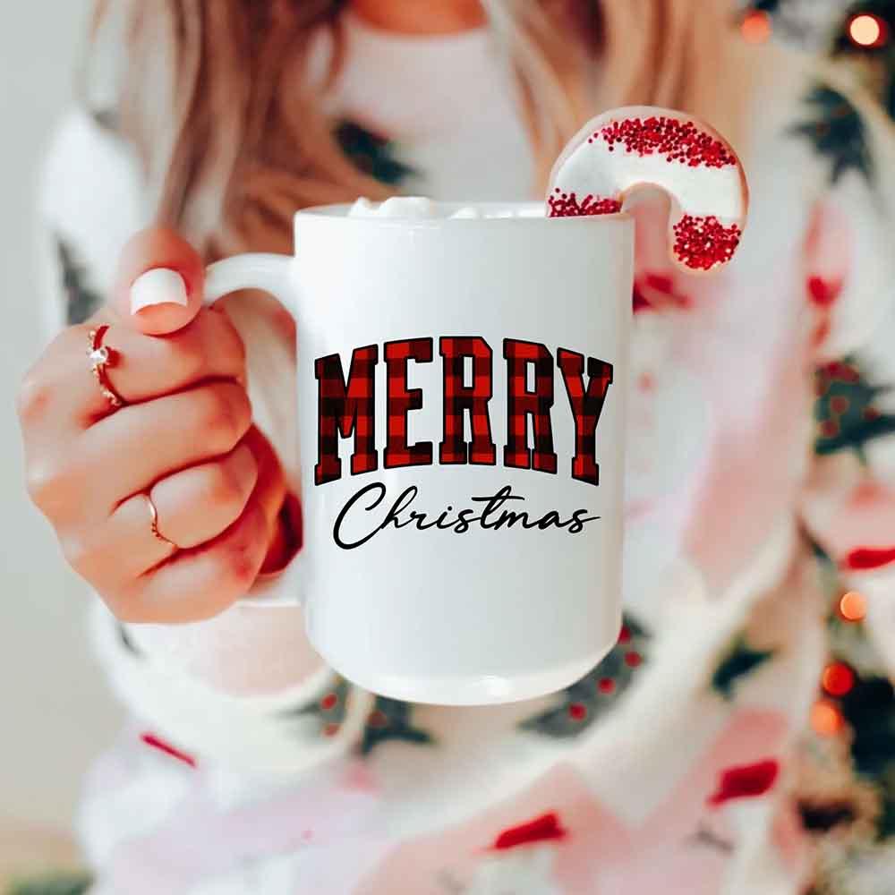 Merry Christmas Matching Coffee Mug - Buffalo Plaid Cup