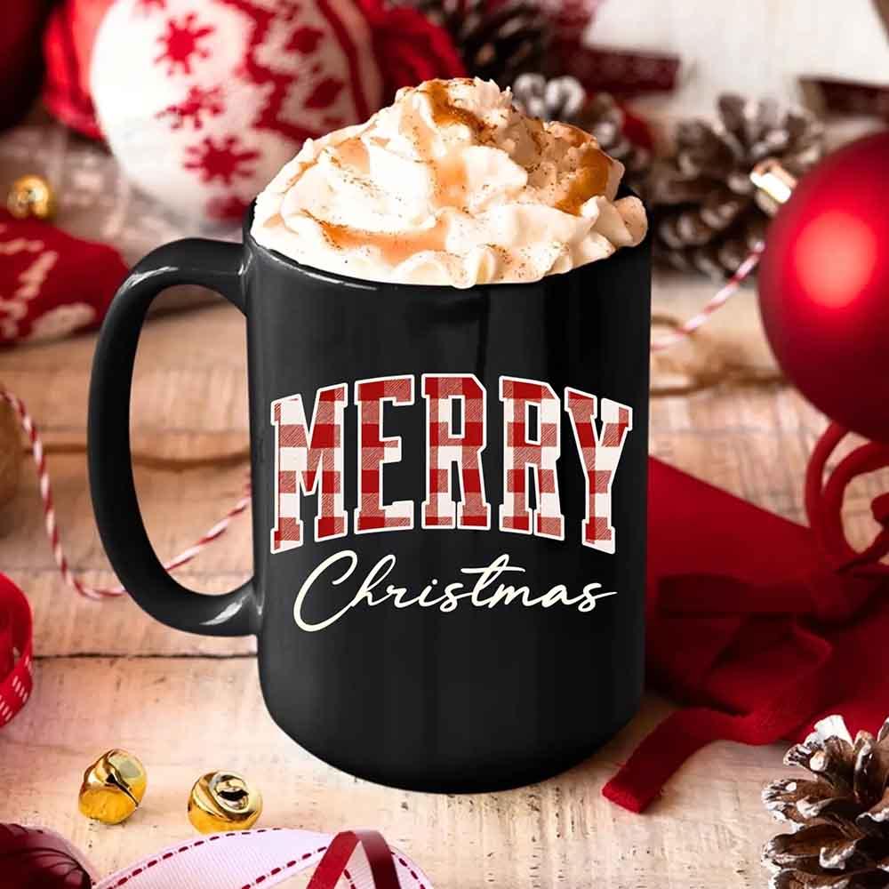 Merry Christmas Matching Coffee Mug - Buffalo Plaid Cup