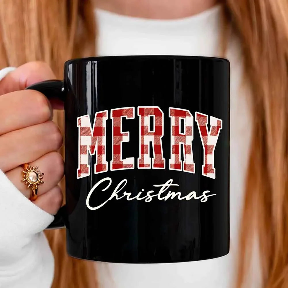 Merry Christmas Matching Coffee Mug - Buffalo Plaid Cup