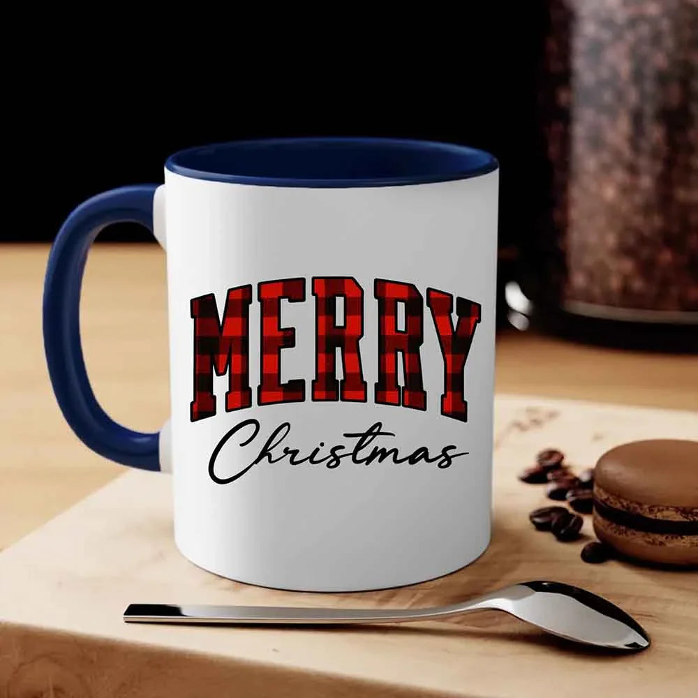 Merry Christmas Matching Coffee Mug - Buffalo Plaid Cup
