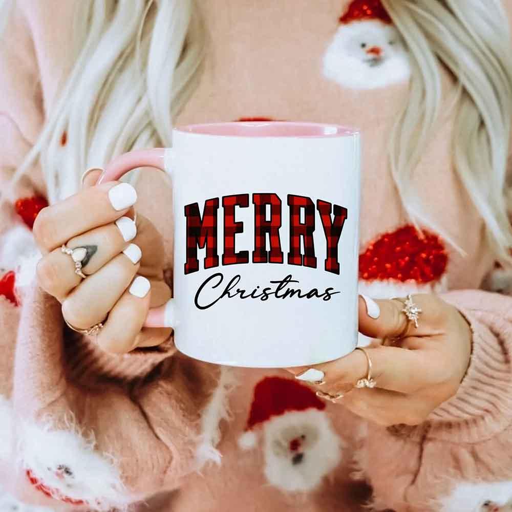 Merry Christmas Matching Coffee Mug - Buffalo Plaid Cup