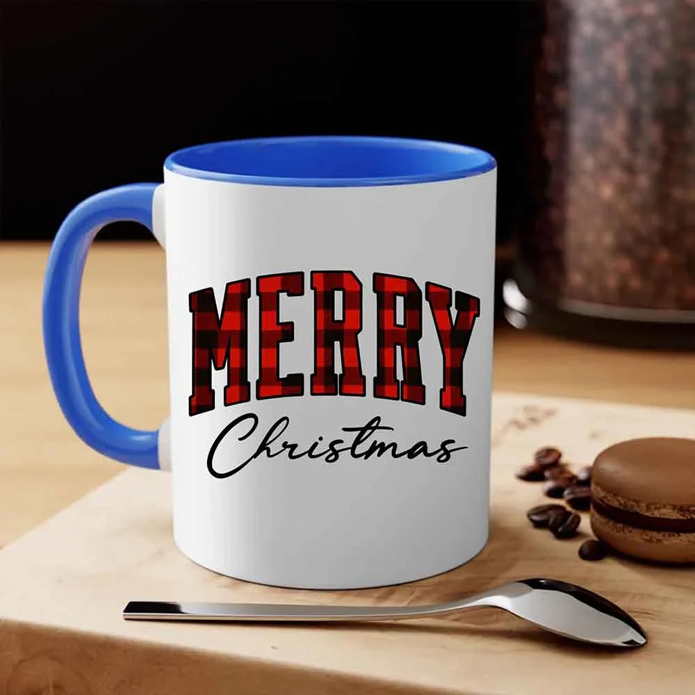 Merry Christmas Matching Coffee Mug - Buffalo Plaid Cup