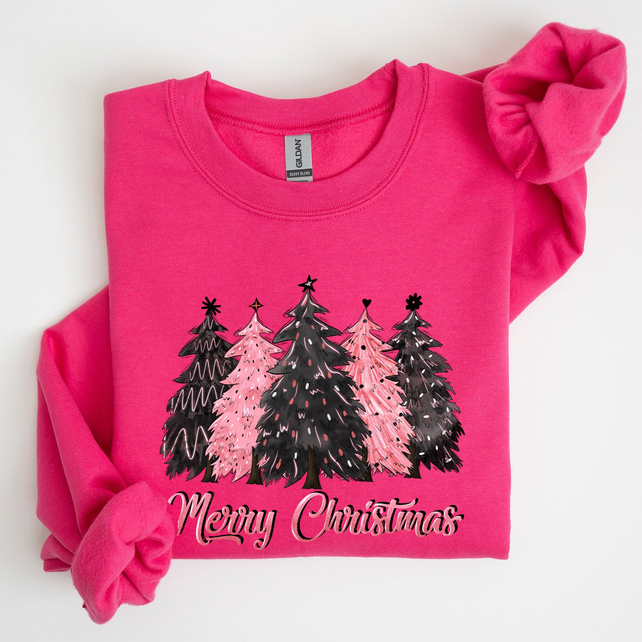 Merry Christmas Trees Winter Snow Santa Xmas Festive Holiday Family Cozy Scene Sweatshirt
