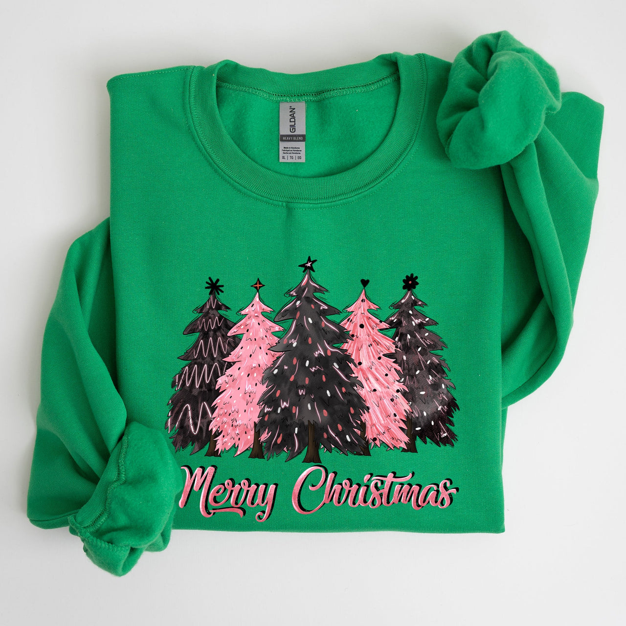 Merry Christmas Trees Winter Snow Santa Xmas Festive Holiday Family Cozy Scene Sweatshirt