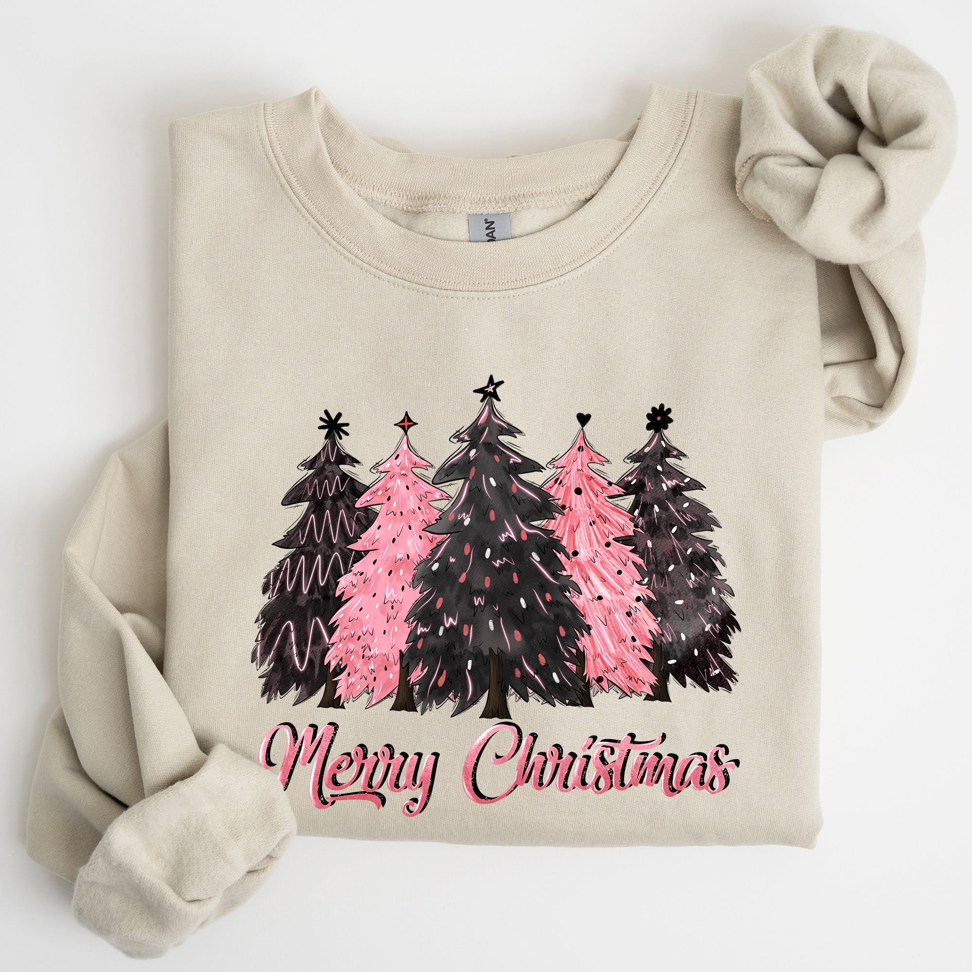 Merry Christmas Trees Winter Snow Santa Xmas Festive Holiday Family Cozy Scene Sweatshirt