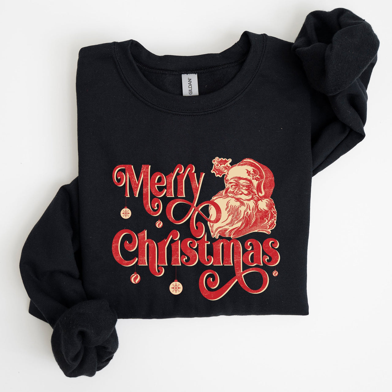Merry Christmas Classic Retro Santa Holiday Season Graphic Vintage Style Sweatshirt