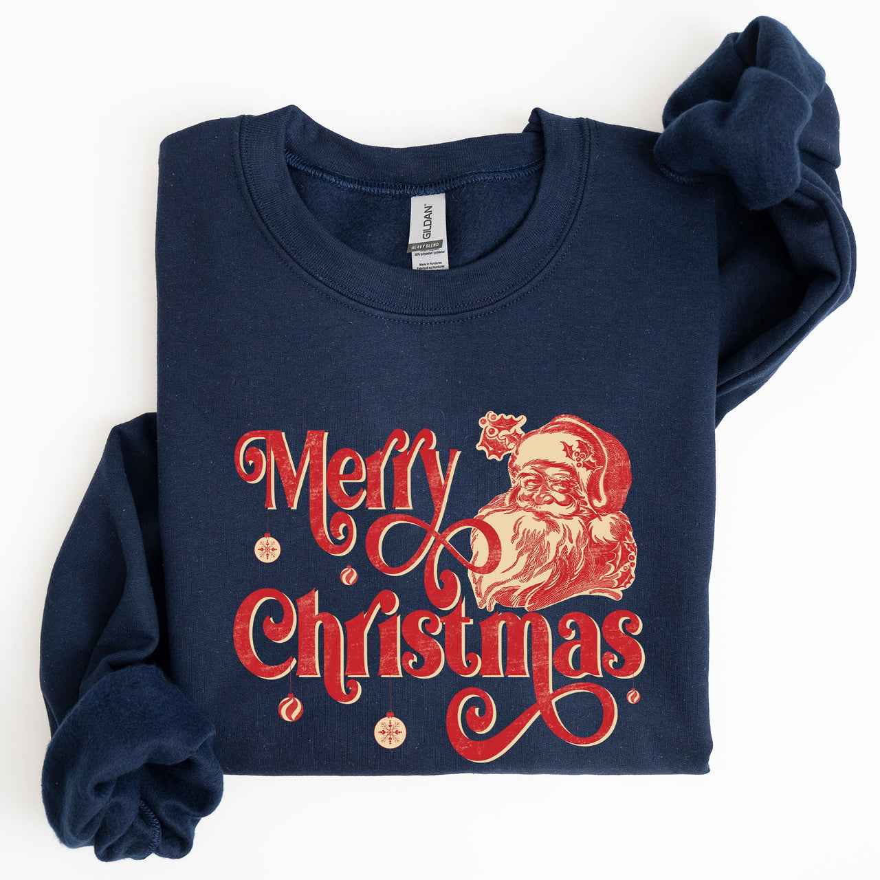 Merry Christmas Classic Retro Santa Holiday Season Graphic Vintage Style Sweatshirt