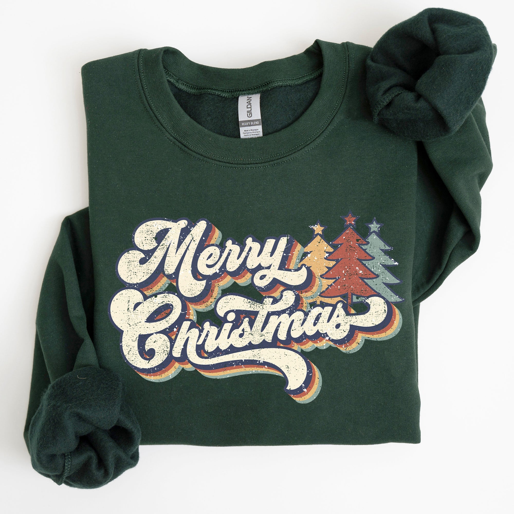 Merry Christmas Colorful Retro Santa Claus Graphic Holiday Season Celebration Edition Sweatshirt